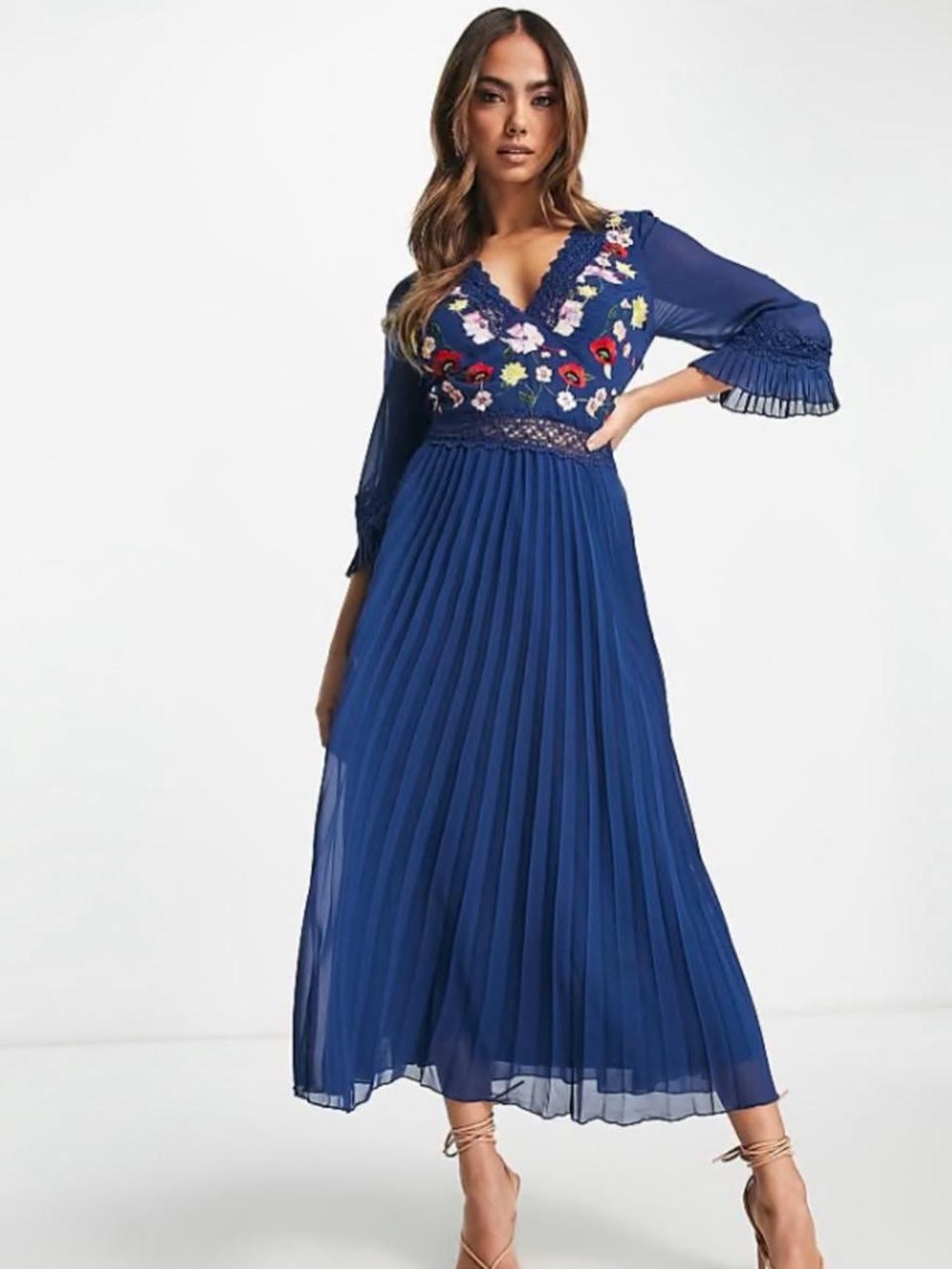 ASOS Blue Embroidered Dress - Sz. 8